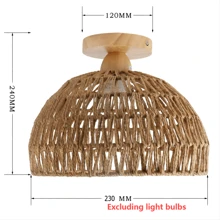 1pc Woven Straw Bird Cage Pendant Light, Rattan Ceiling Lamp For Living Room, Dining Room, Balcony, Hallway
