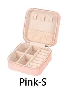 1pc Portable Travel Jewelry Storage Box, Waterproof PU Jewelry Organizer Box, Large Capacity Jewelry Display Case For Earrings, Necklaces, Rings, Watches, Bracelets, Lipsticks, Suitable For Travel, Holiday, Beach, Gift For Couple, Wife, Girlfriend, Mother, Birthday, Valentine's Day, Christmas For Women Storage Organizer Travel Essentials Back To School Dormitory Storage