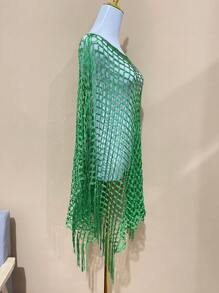 1 pièce Étole femme tricotée à la mode et polyvalente, motif ajouré, convient pour le printemps/été, la plage et comme protection solaire