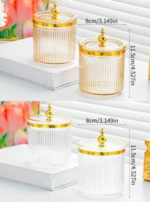 1pc/2pcs/3pcs Storage Jar With Lid & Sealed Metal-Cap, Portable Transparent Candy Jar For Tea, Coffee, Bean, Sugar, Cake, Spice, Home & Kitchen Supplies - Multicolor - View 19