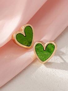 1 Pair/Set Fashionable & Elegant Alloy Heart Shaped Multi-Color Versatile Delicate Sweet Stylish Earrings, Suitable For Women To Wear On Holidays And Gatherings - Multicolor - View 20