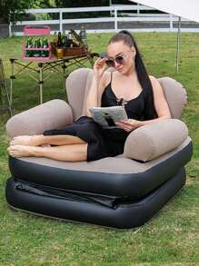 1 Stück aufblasbares Sofa, aufblasbarer Campingstuhl, aufblasbares lässiges Sofa, aufblasbarer Stuhl, faltbarer tragbarer aufblasbarer Liegesessel, für Wohnzimmer, Schlafzimmer, Arbeitszimmer, Balkon, Outdoor-Camping, einfach zu verstauen und zu transportieren, Lässig & Unterhaltung, Studentenwohnheim, kann als Matratze verwendet werden