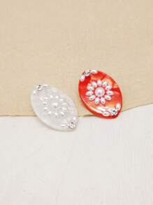 2 piezas de Clip lateral de acetato con estilo de palacio rojo y blanco, accesorio de pelo versátil con perlas
