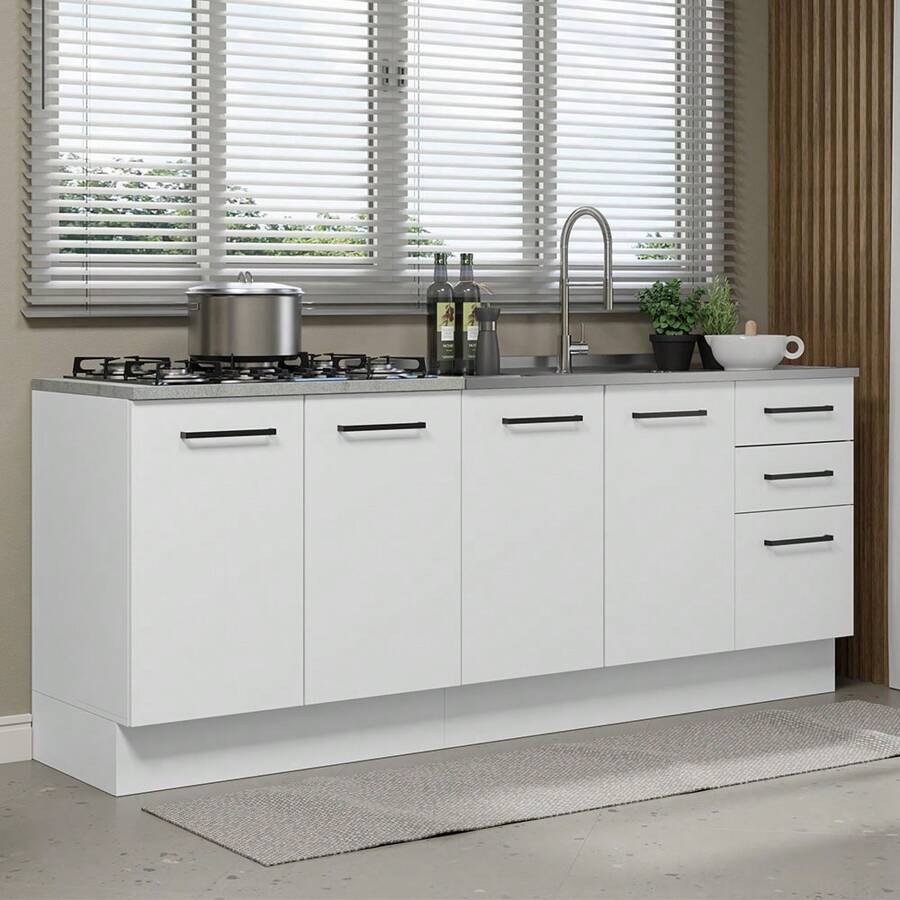 Kit 2 Muebles Cocina Madesa Agata Sin Encimera Color Blanco - Blanco - Ver 1