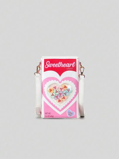 Halloween Cute Pink Heart Letter Box Shoulder Crossbody Bag Women Fashion Handbag