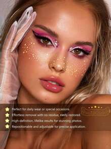 6 Sheets Gold Freckles Temporary Face Tattoos, Glitter Freckles, Sparkle Freckles, Waterproof Gold Face Makeup Freckle Tattoo, Holiday Party For Women Girls