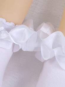 1 Pair Baby/Girl's Cotton Breathable Lace Frilly Ruffled Princess Dance Socks - White - View 5