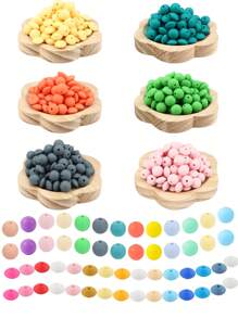 100Pcs Silicone Round Beads 12mm Mix Color Silicone Beads Charm Colorful Loose Spacer Jewelry Beads DIY Craft Beads For Making Necklace Bracelet Lanyard Keychain Accessories