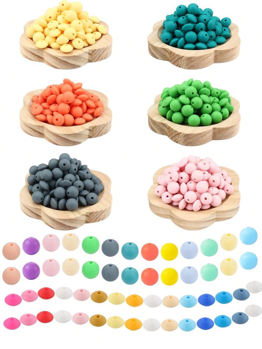 100Pcs Silicone Round Beads 12mm Mix Color Silicone Beads Charm Colorful Loose Spacer Jewelry Beads DIY Craft Beads For Making Necklace Bracelet Lanyard Keychain Accessories