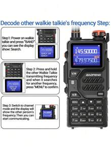 1pc BAOFENG K5PLUS 10W Tri Band Ham Radio Long Range Handheld High Power NOAA Weather Receiver Two Way Walkie Talkies With Copy Frequency,USB C Charger,2500mAh Battery,Airband,999CH