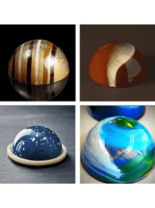 1/4 件巧克力/糖果模具套装，包括半圆形、钻石形和扇贝形，易于使用且耐用的巧克力制作模具，易于脱模和清洁的透明糖果制作托盘，适用于巧克力、糖果、果冻、软糖、坚果糖果 - 透明色 - 查看 7