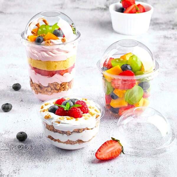 250ml/360ml/500ml Sweet Dessert Jar With Lid, Ice Cream Container, Suitable For Snacks, Candies, Desserts, Home Use, Birthday Party, Camping, Picnics, Portable & Airtight