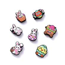5pcs Easter Eggs Silicone Beads, DIY Jewelry Making Accessory, Cartoon Rabbit Pen, Keychain Spherical Silicone Beaded Charm