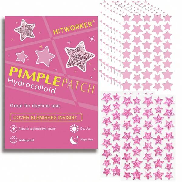 480 piezas Parches con brillo en polvo, parches suaves y no irritantes para cubrir acné y manchas - 240 piezas de parches de maquillaje a prueba de agua y transpirables para uso facial diario, cuidado de la piel, esenciales de cuidado personal, fáciles de transportar, aptos para viajes, fiestas y consejos de belleza.