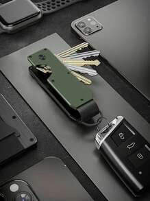 MIYIN 极简主义钥匙扣 - 精致金属钥匙收纳器，带螺丝刀，碳纤维纹理，男女通用蓝色钥匙扣，防刮表面，时尚轻巧便携，纤细钥匙圈，附赠礼盒，是送给朋友、家人、爱人、男友的理想礼物，适合生日、周年纪念日、父亲节、圣诞节、感恩节等各种场合，复古风格