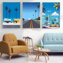 2pcs No Frame Modern Travel Wall Arts Posters Travel To Greece Athens Rhodes Island Wall Art Canvas,Provence Nice France Painting And Japan Beach City Summer Hiroshi Nagai Vaporwave PrintsVintage Posters Fishing Boats Seascape Home Room Decoration Nordic Wall Pictures Living Room Decor Gifts Birthday Graduation