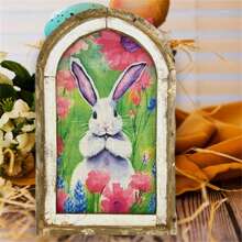 Arte de pared rústico vintage de conejo, pintura de conejo de Pascua y flores, pintura de conejo antigua, decoración de pared para oficina, dormitorio, pósteres de conejo de Pascua - Multicolor - Ver 8
