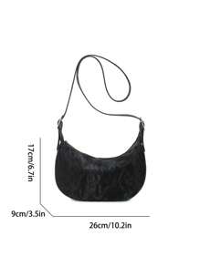 Women's Leather Dumpling Crossbody Bag, PU Leather Solid Color Saddle Bag With Adjustable Shoulder Strap For Daily Commute