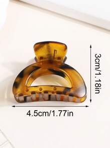 6pcs Transparent Frosted Semicircle Geometric Leopard Print Hair Clips, Simple Casual ABS Plastic Hair Accessories For Women
