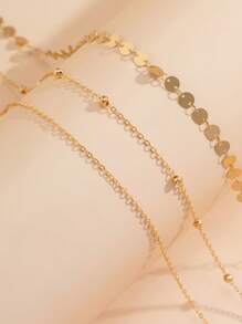 3 pz Cadena de cintura de bikini de fiesta nocturna sexy de varias capas chapada en oro de 14 quilates, cadena de Body simple de bikini para el verano, accesorios de joyas para el Body de playa para mujeres y niñas