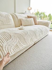 1 szt. Pokrowiec na sofę w stylu boho, jednokolorowy, puszysty – pikowany, antypoślizgowy, odpowiedni na każdą porę roku, łatwy w pielęgnacji, nadający się do prania w pralce, przyjazny dla zwierząt, miękki i wygodny – idealny do salonu, sypialni, biura, wystroju domu, ochrona sofy dla kombinacji od jedno- do trzyosobowej.