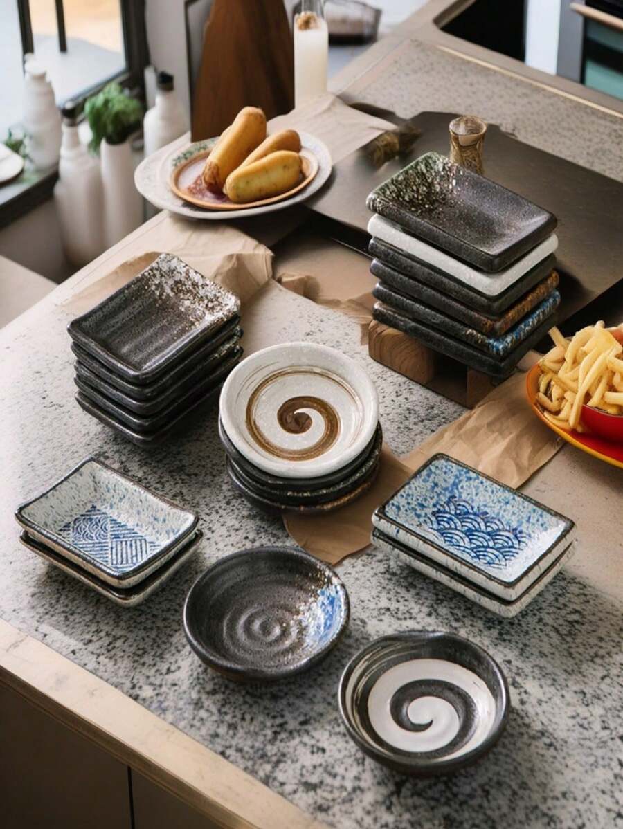 4/5pcs Ceramic Sauce Dishes, Various Colors And Shapes Available, Japanese Style Ceramic Condiment Dishes - Suitable For Soy Sauce, Vinegar, Hot Pot Dipping Sauce, Etc. - Kitchenware, Elegant Small Seasoning Bowls, Heat-Resistant, Suitable For Salad, Sushi, Fruit, Condiments, Appetizers, Suitable For Kitchen, Restaurant, Sushi Shop