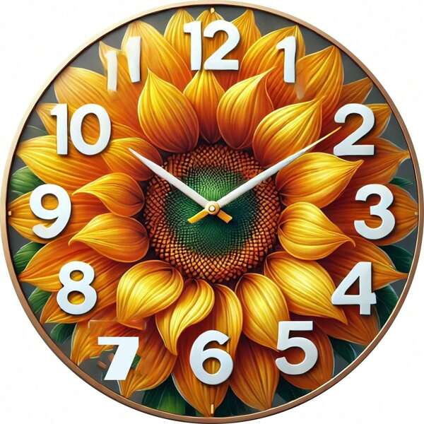 1pc 8" X 8" (20cm X 20cm) Sunflower Retro Style Metal Wall Art Decor - Suitable For Bedroom, Kitchen, Dining Room, Bar Decoration - Unique Design, Easy To Hang, Durable And Long-Lasting, Suitable For Home, Office Or Gift (Not A Real Clock)