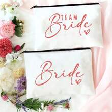 Bride Makeup Bag Wedding Cosmetic Pouch Bachelorette Party Bridesmaid Canvas Pouch Aesthetic Bride Zippered Make Up Bag Bridesmaid Proposal Gift