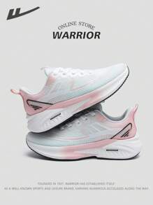 WARRIOR 1 par de zapatillas de running para mujer de la nueva serie Warrior 2025, de corte bajo con cordones delanteros, color rosa, con parte superior resistente al agua, suela suave y ligera, adecuadas para correr al aire libre
