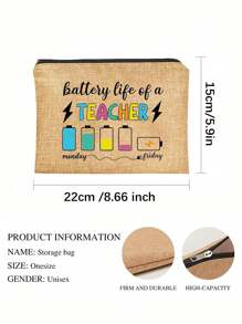 Teacher Gifts,To Best Teacher Ever Letter Print Makeup Bag,Gift Bag Zipper Bag For Travel,Lightweight Storage Bag