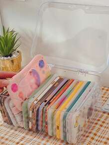 1 pieza/2 piezas Caja de almacenamiento de joyas con estilo, organizador transparente a prueba de polvo con tapa abatible perfecto para sujetadores de pelo, diademas y bandas elásticas, solución de almacenamiento apilable y versátil para cajones, tocador y baño, regalo ideal para novia en Navidad, Acción de Gracias, Año Nuevo y San Valentín, mejora tu espacio con una decoración funcional y elegante