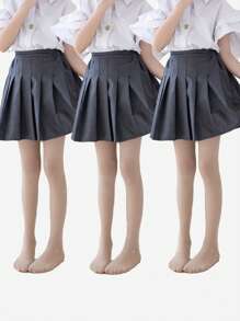 1/3pcs Kids Spring/Summer Pantyhose, Cartoon Butterfly Print, Classic Black, White, Skin-Color, Suitable With JK Skirt For Daily Wear - Multicolor - View 26