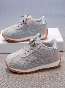 Spring New Children Sports Shoes, Big Kids Casual Mesh Sneakers, Breathable Lace-Up Low-Top Running Shoes, Versatile For Boys And Girls, Comfortable Campus School Shoes
