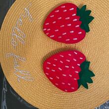 Juego de 2 fresas de madera, decoración de rodajas de madera de fresa, decoración de bandeja escalonada de fresa, decoración de verano, decoración de bandeja escalonada de verano, decoración de primavera, decoración de frutas, decoración campestre, decoración rústica para el hogar, decoración de escritorio de madera para el hogar, parche de fresas