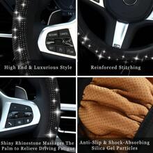 鑽石裝飾汽車方向盤套 - 黑色 - 查看 4