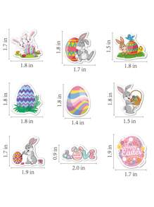 50 piezas de pegatinas holográficas con lindos conejos de Pascua, autoadhesivas, decoración de regalo de Pascua, pegatinas para huevos de Pascua DIY