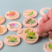 木制恐龙记忆配对游戏 - 带木制硬币的教育性动物主题配对棋盘游戏 - 适合 3 岁以上儿童的益智玩具套装 - 理想的生日或圣诞节礼物 - 記憶棋 - 查看 4