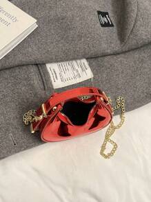 Sac à main miniature boîte de lune brillante, sac à bandoulière/sac banane à la mode holographique en forme de croissant de lune rouge, étui à rouge à lèvres, pochette pour écouteurs, porte-monnaie, pour le bureau et les déplacements au printemps/été