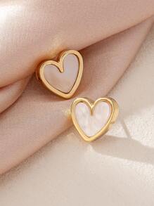 1 Pair/Set Fashionable & Elegant Alloy Heart Shaped Multi-Color Versatile Delicate Sweet Stylish Earrings, Suitable For Women To Wear On Holidays And Gatherings - Multicolor - View 2