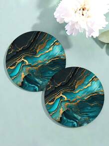 1 Set Of 6 Marble Pattern Wooden Coasters, Heat Resistant, Non-Slip, Insulating, Suitable For Coffee Cups And Beverages, Great For Home, Office And Dining Use, Marble Style Ceramic Wooden Coasters For Various Cups