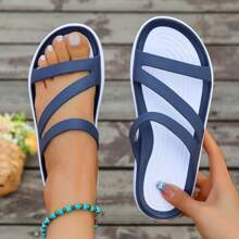 Chanclas impermeables de verano 2025 para mujeres, sandalias suaves para playa/piscina, chanclas planas para uso exterior para mujeres embarazadas