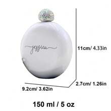 1 Piece Stainless Steel Mini Flask, Bridesmaid Gifts, Personalized Rhinestone Lid Flask, Round Bridesmaid Flask 5oz, Customized Engraved Bridesmaid Proposal Gift, Wedding Party Gift, Unique Bridesmaid Gift Idea,Multi-Functional, ,Ornamental,Reusable,Exquisite,Stylish,High-Quality,Colorful,Modern,Custom,Personalized,Unique,Ideal Gifts For Him,Ideal Gifts For Her,Home Refresh,Customized Flagon,Home & Living,Haunt Your Home,Souvenirs,Chic Design - Multicolor - View 2