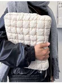 1 件绗缝面包风格笔记本电脑包，超轻柔软，数码存储，时尚简约设计，大容量，带保暖内衬，适合学生和办公室工作人员 - 彩色 - 查看 6