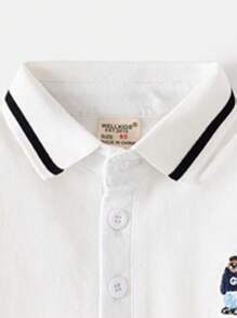 Young Boy Short Sleeve Embroidered Polo Shirt, Summer New Design Children Tops