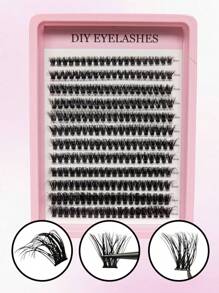 240 pezzi Kit fai-da-te per estensioni ciglie 100D - Comprende ciglie finte, colla, remover, pinzette e pennello, adatto a professionisti e principianti, facile da usare a casa, kit di partenza per ciglie per principianti: set completo con ciglie