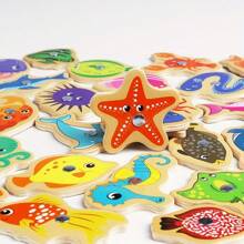 Wooden Fishing Game Digital Fishing Puzzle - Marine Life Children'S Fishing Game Mathematical Education Toys Montessori Materials Halloween, Christmas, Thanksgiving Gifts - Multicolor - View 6