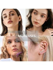 20Pcs Fake Belly Piercing Cubic Zirconia Belly Button Rings Ear Lip Eyebrow Nose Studs Fake Piercing Jewelry