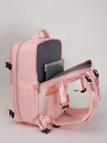 Men's Pink Casual Commuter Large Capacity Multi-Functional Backpack Bags For Travel Laptop Bag - Pink - View 5