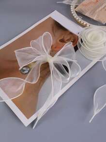 120cm Satin Ribbon Shoelaces, Chiffon Satin Ribbon Bowknot Pearl Decor Ballet Style Shoe Laces, Beige