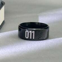 1pc Men's Stainless Steel Digit Ring, Black - Black - View 5